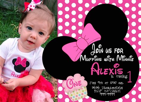 Minnie Mouse 1st Birthday Invitation Template