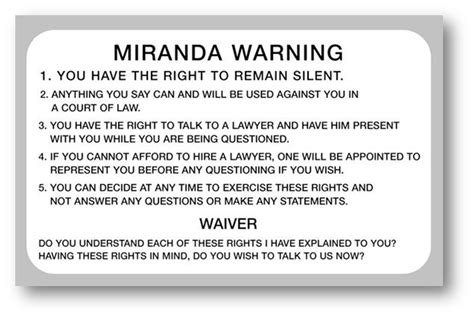 Miranda Rights Card Printable