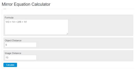 Mirror Equation Calculator