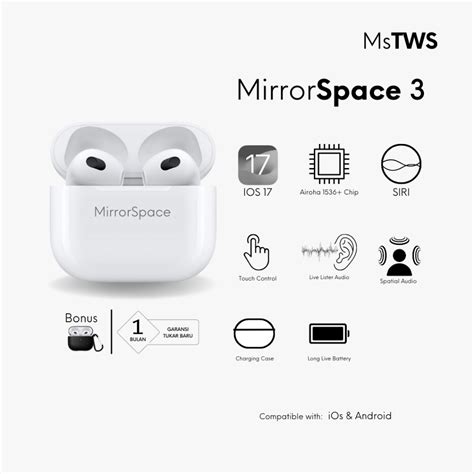 MirrorSpace 3 Wireless Charging Case TWS Bluetooth