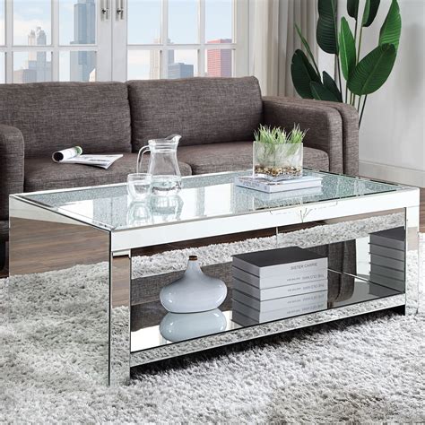 Worldwide Malish Coffee Table, Mirrored, Silver Coffee table, Mirrored coffee tables