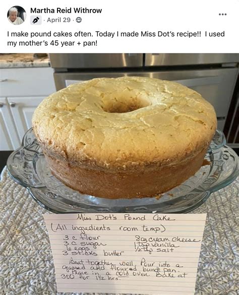 Miss Dot's Pound Cake Recipe Printable