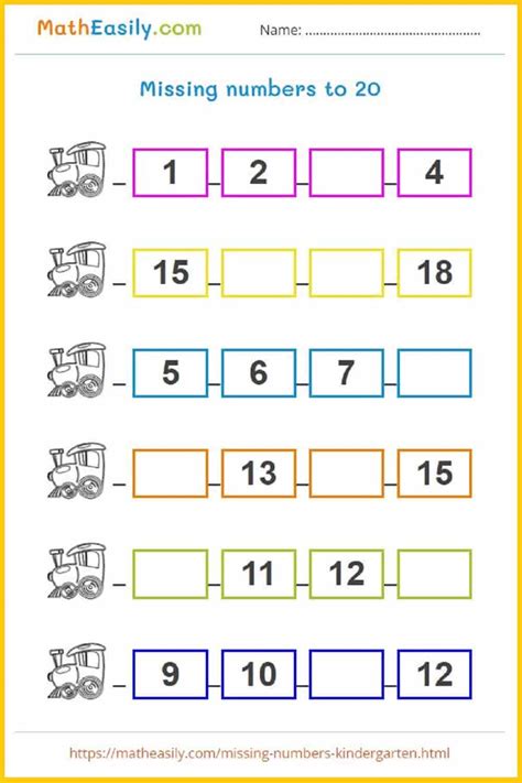 Missing Numbers Worksheets For Kindergarten