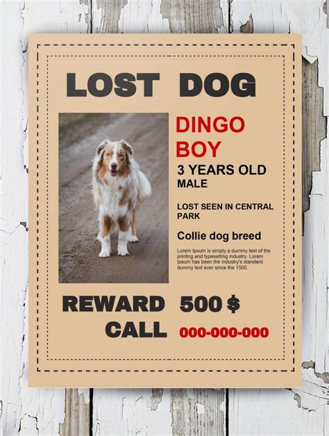 Missing Dog Poster Template Free