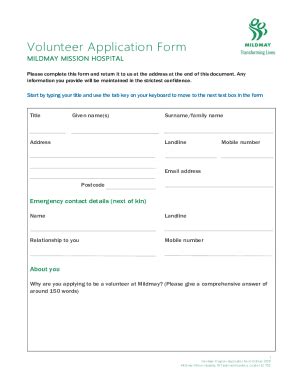 Mission Hospital Volunteer Application