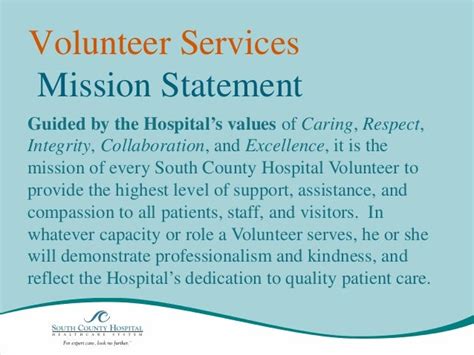 Mission Statement For Volunteer Program