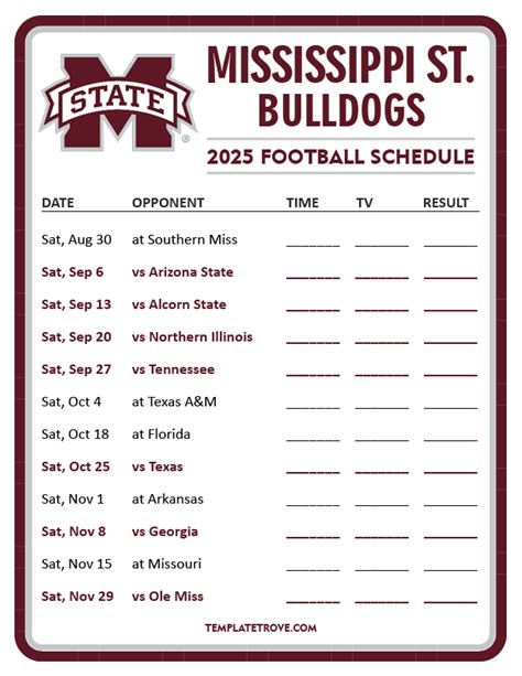 Mississippi State Football Schedule 2017 SportSpring
