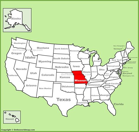 Missouri On United States Map