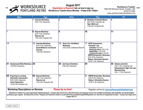 Missouri Workshop Calendar