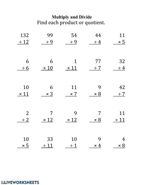 Mixed Division And Multiplication Worksheets
