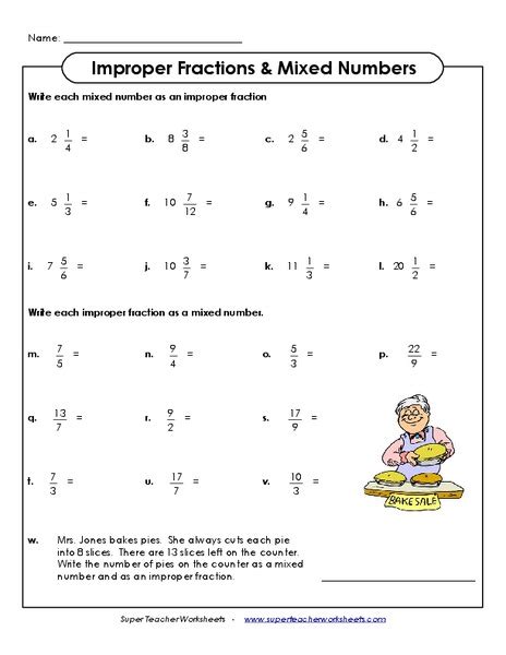 Mixed Number And Improper Fractions Worksheet