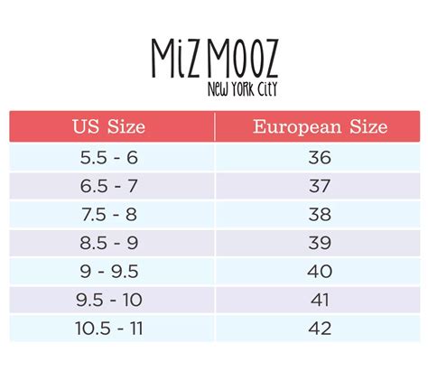 Miz Mooz Size Chart