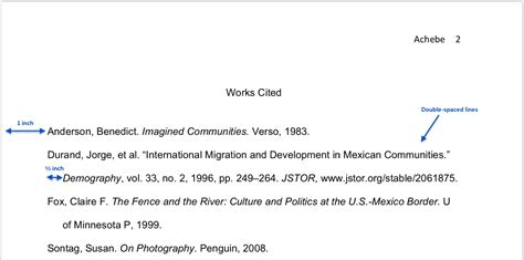 Works Cited Template Mla Collection