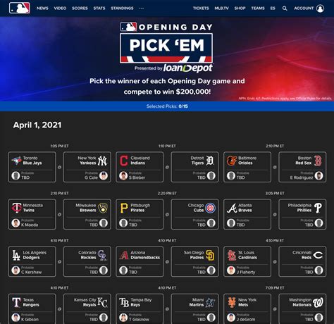 Mlb Opening Day Pick Em