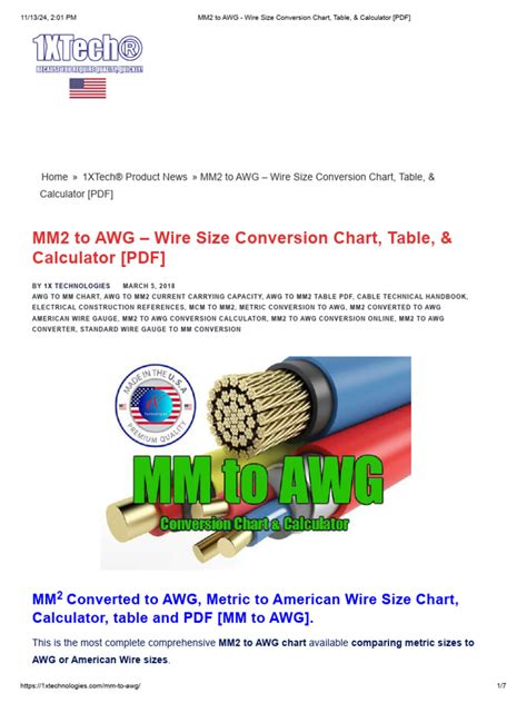 Mm2 To Awg Chart