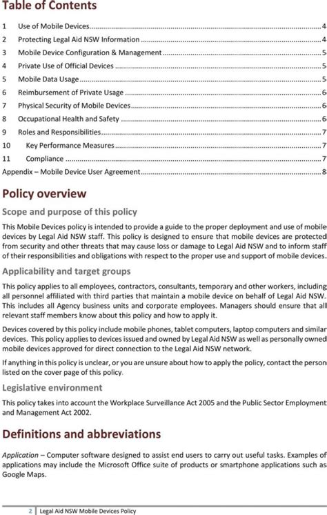 Mobile Device Management Policy Template