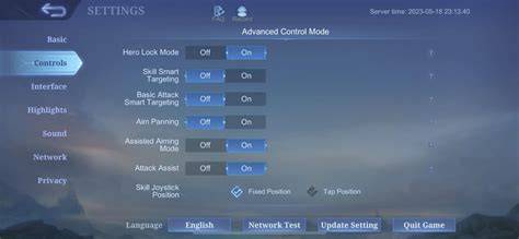 Menu Pengaturan Akun Mobile Legends