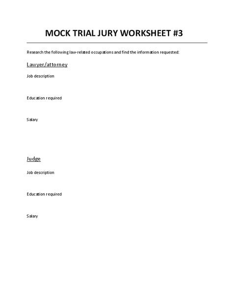 Mock Trial Jury Worksheet