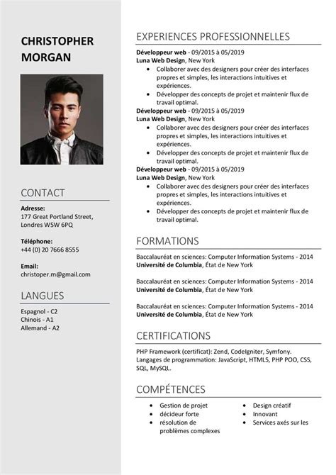 Modèle Curriculum Vitae Word