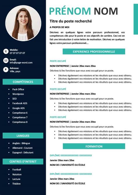 Modèle Cv Gratuit