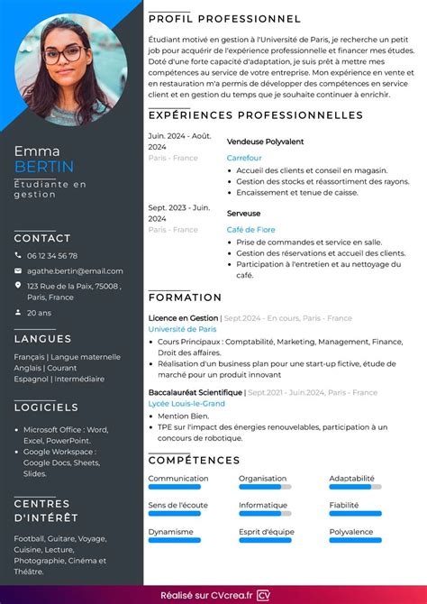 Modèles Cv étudiant