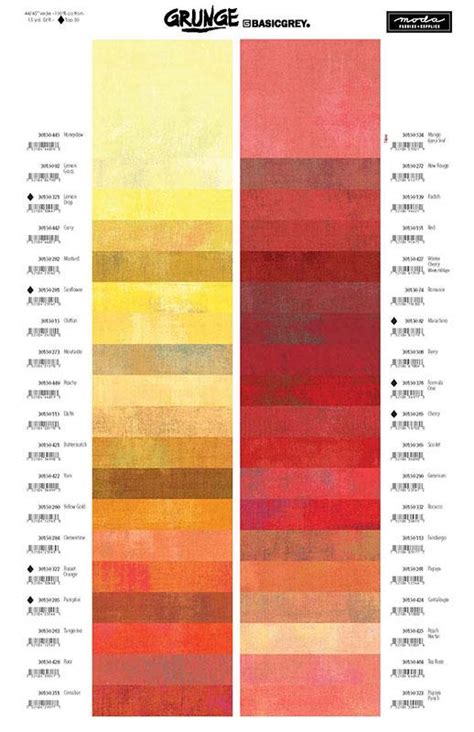 Moda Grunge Colors Chart