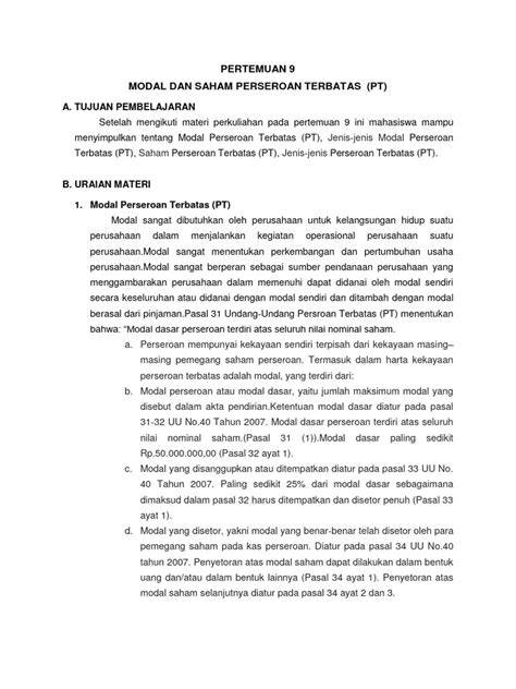 Modal dalam Perseroan