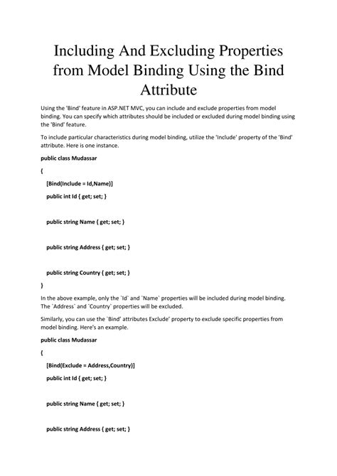 Mastering MVC: Ignoring Properties with Model Binding Magic