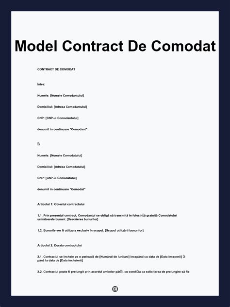 Model contract de comodat pdf