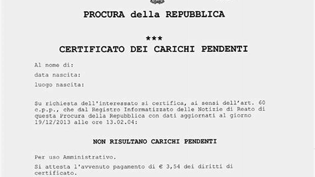 Modello Richiesta Carichi Pendenti E Casellario Giudiziale