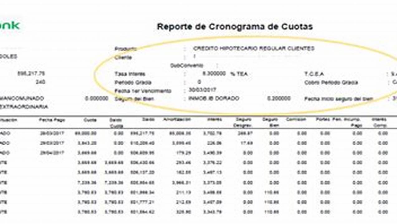 Modelo De Cronograma De Pagos De Un Prestamo