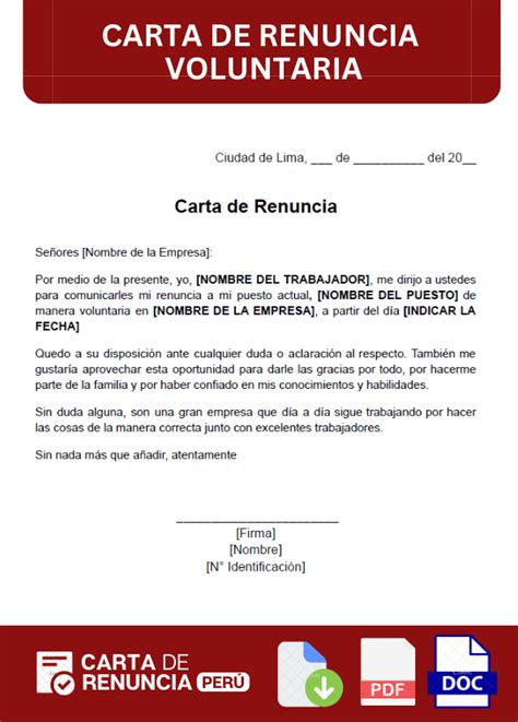 Carta Ejemplo De Renuncia Voluntaria q Carta De