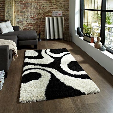 Black And White Shag Rug White shag rug, White rug, Black white rug
