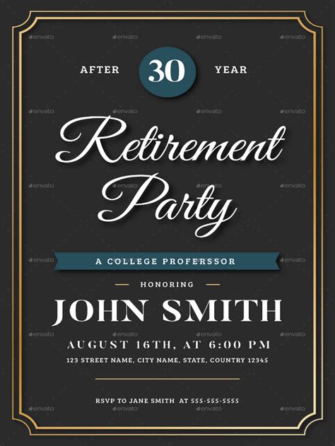 Modern Black and White Retirement Party Invitation Template Online Maker