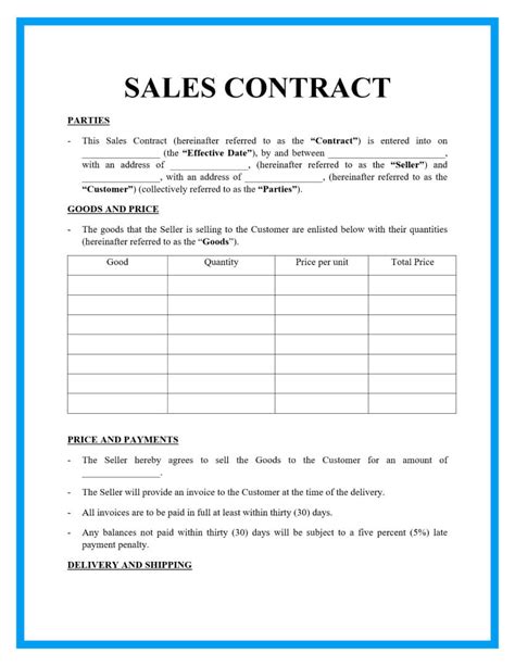 Simple Business Contract Template Best Of Sales Contract Template