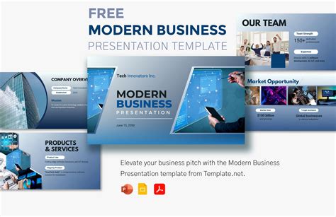 Cool & Modern Blue Business Presentation Template Original and High