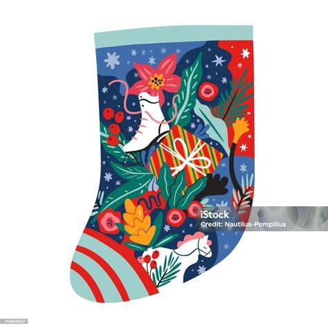Modern Christmas stocking illustrations