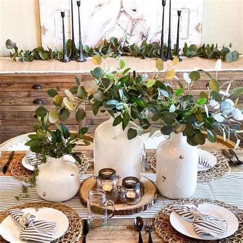 Modern Dining Room Table Greenery