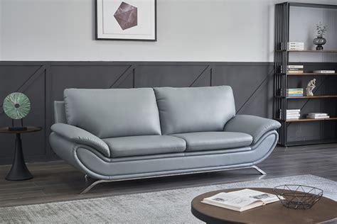 Modern Grey Leather Sofa