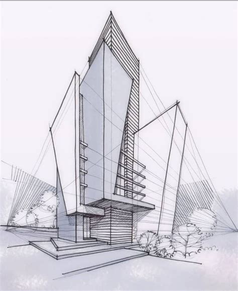 Modern Perspective Modern Architecture Drawing