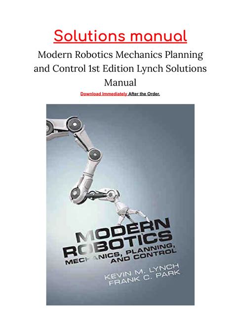Modern Robotics: Mechanics Planning And Control