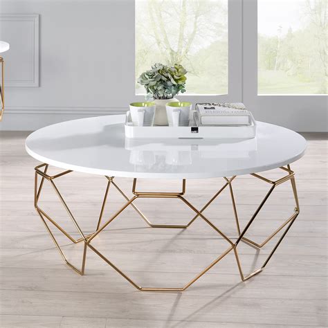 Modern White And Gold Coffee Table