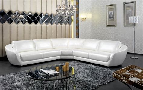 Modern White Leather Sectional