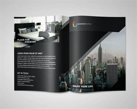 Modern TriFold Brochure Design Template with Flat Style GraphicsFamily