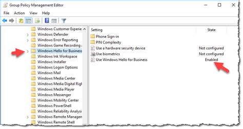 Modify Windows Hello Group Policy Settings