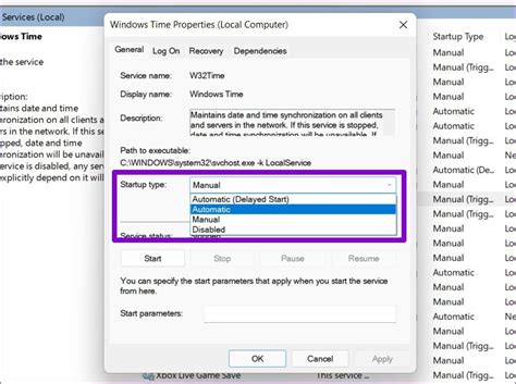Modify the Windows Time Service Properties