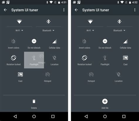 Modifying the System UI Tuner settings