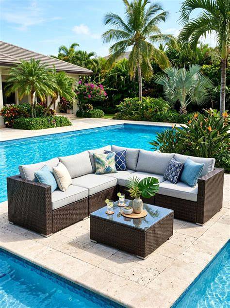 SUNCROWN Outdoor Furniture 9-Piece Patio Sofa Modular Sectional Gray