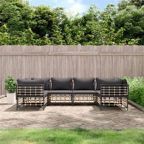 Outdoor 6-Seat Aluminum Frame Modular Sofa Gray