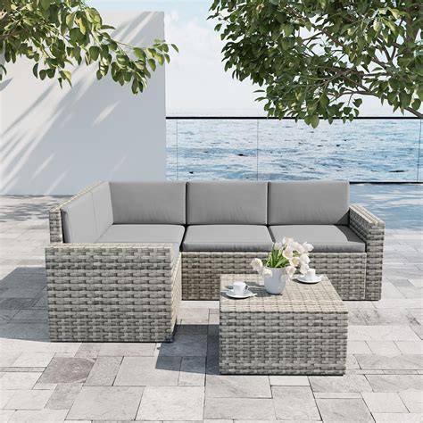 Outdoor Patio Modular Sectional Sofa Sets, 2021 Newest 5 Pieces Wicker